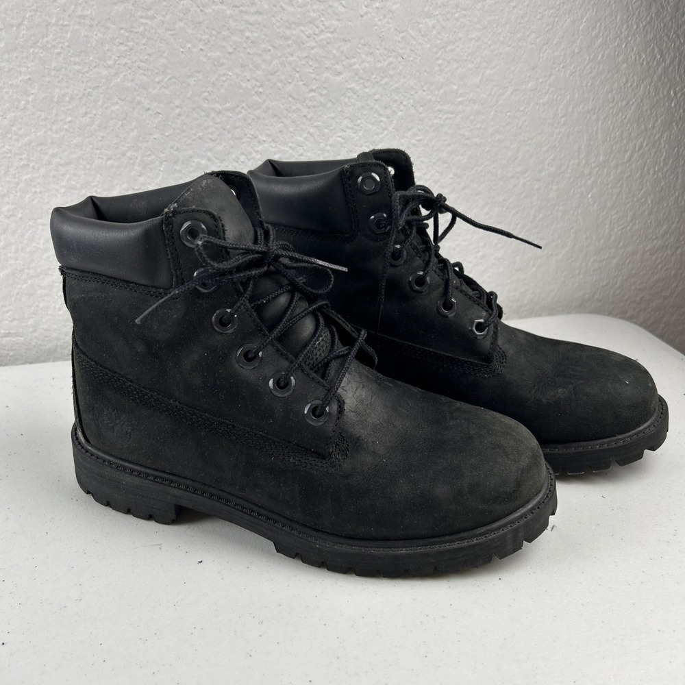 Timberland 12907 Junior 6" Boots Premium Waterproof Black‎ Nubuck Size 5M